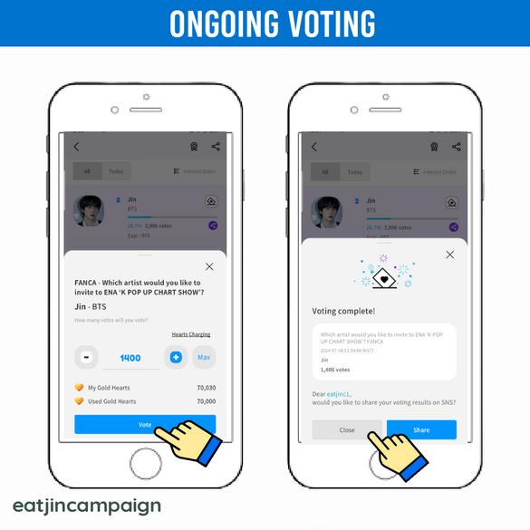 (3) Enter the number of votes you wanted to drop and click 'Vote' button. (4) Click 'Close' to continue.